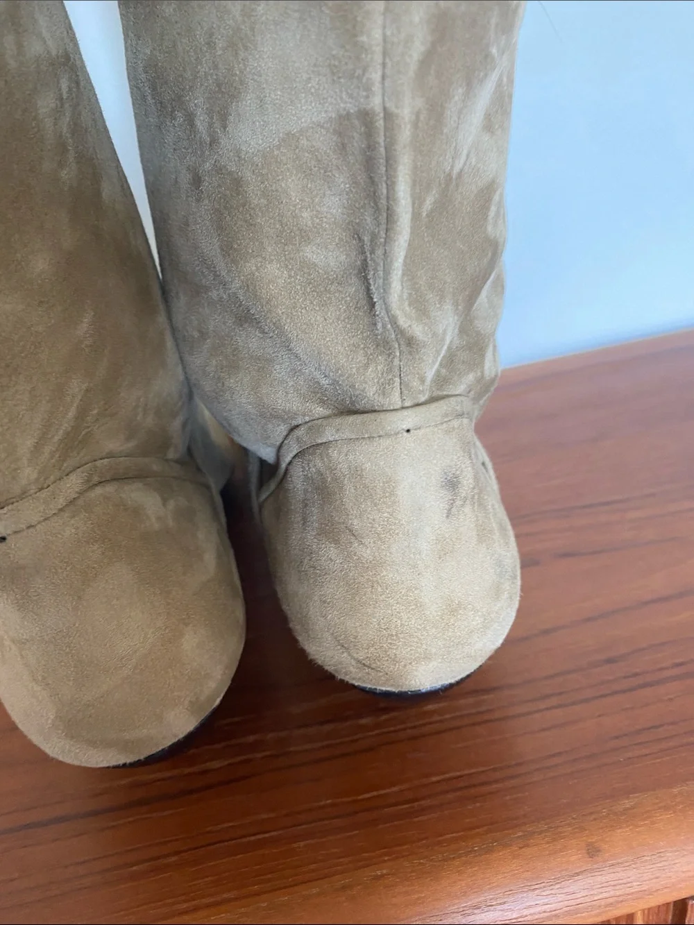Vintage Walter Steiger Suede Knee-High Boots in taupe/light br size 40 9-9.5